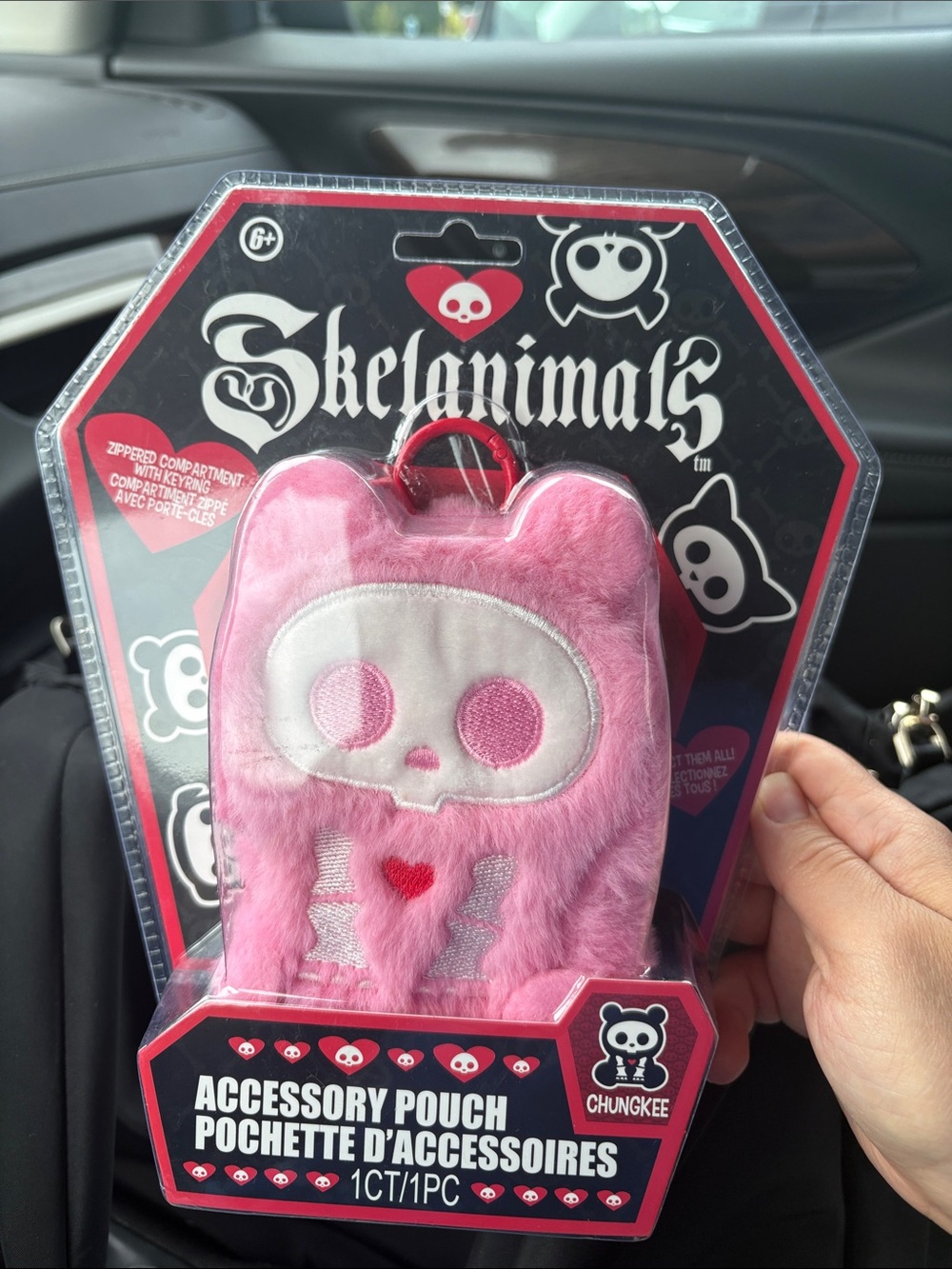Skelanimals Pink Fuzzy Accessory Pouch by